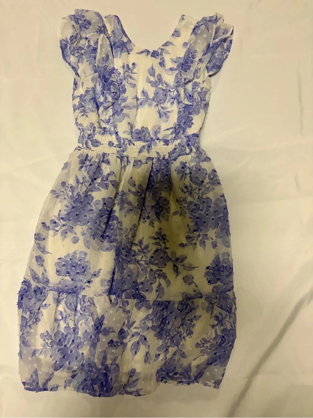 The Children's Place White Dress with Lavender Floral Print